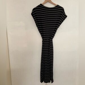 Anthropologie Black and White Striped Midi Dress